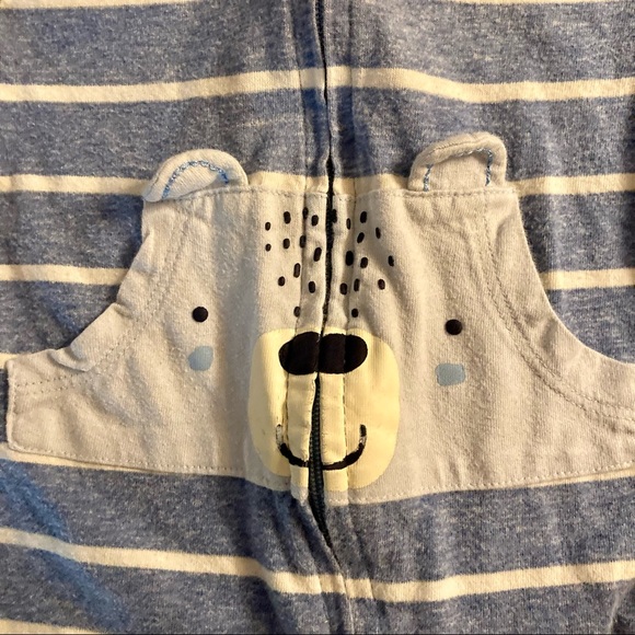 Gerber Children’s Wear Boys Footed Zip Up Pajamas 0-3 months Blue Bear - Picture 3 of 5
